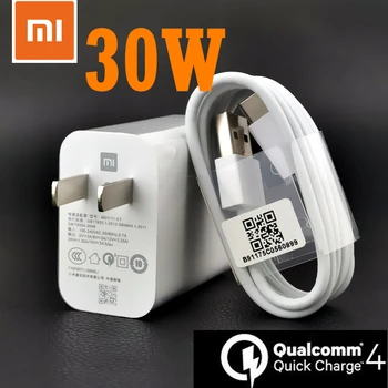 

Original 30W xiaomi mi 10 Fast Charger turbo charge usb wall adapter qc 4.0 quick charge usb C Cable for mi 10 pro 9 9t se a3 a2