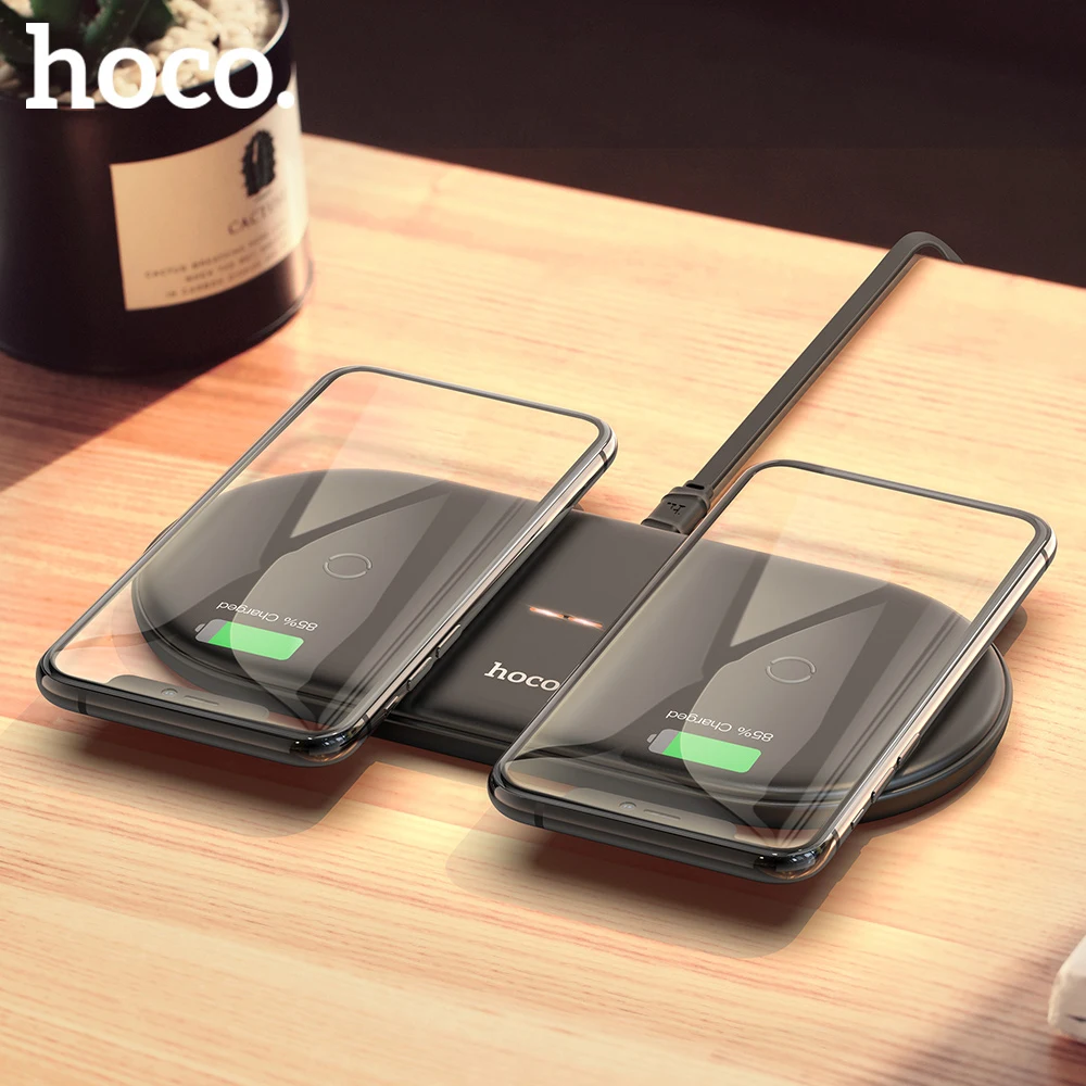 Купить HOCO Fast Dual 2in1 Wireless Charger Pad 10W for iPhone X XR XS 11 Pro Max Samsung S10 Huawei Xiaomi QI Induction Charging  Мобильные | Беспроводные зарядки (4000623230358)