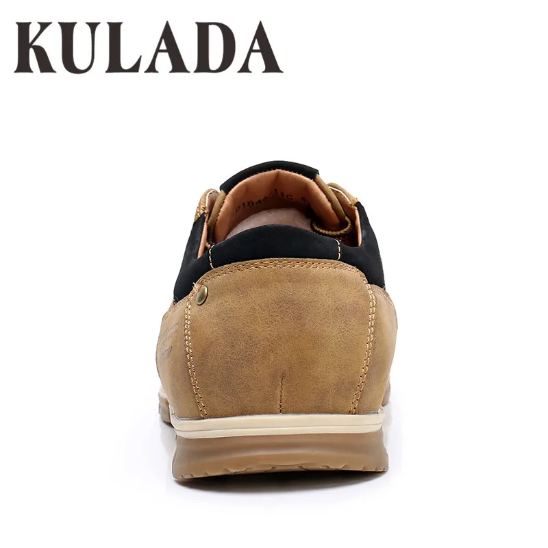 KULADA Newest Shoes Men's Casual Shoes Fashion Men PU Leather Comfortable Men Lace-up Hand-Made Shoes