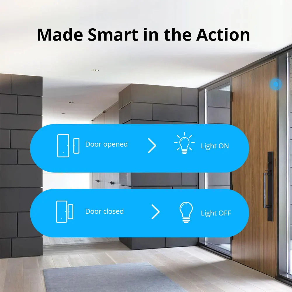 Smart Door Sensor SONOFF DW2 Wifi Wireless Door Window Sensor Open / Closed Detectors e-WeLink APP Alert Notification Smart Home Security Alarm