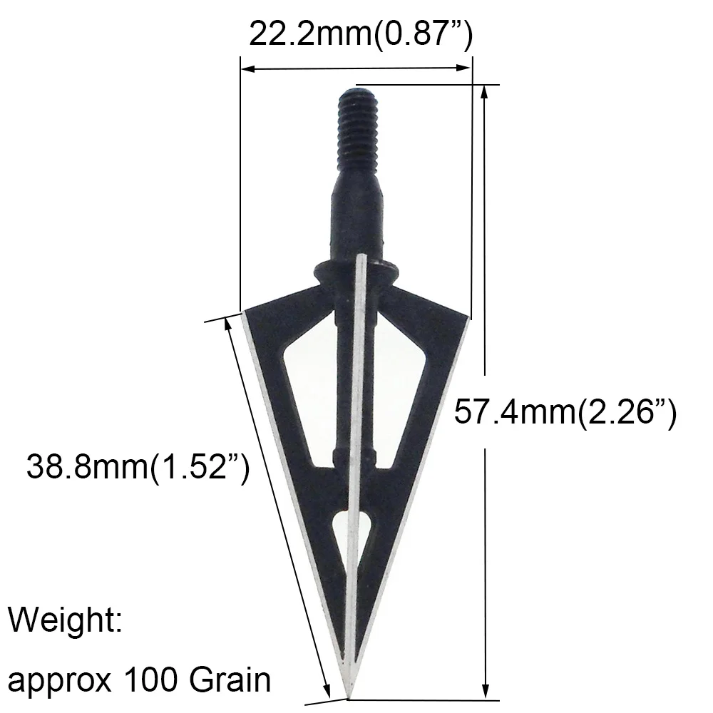 6 шт. 100 зерна черный 3 фиксированным лезвием наконечники стрел, стрельба из лука наконечники для блочного Лука изогнутый лук