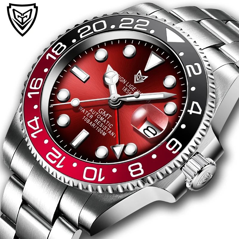 

LIGE Mechanical Watch Men 10Bar Tourbillon Watches Luxury Men Watches Automatic Sport Wristwatch Two-Tone Relogio Masculino 2020