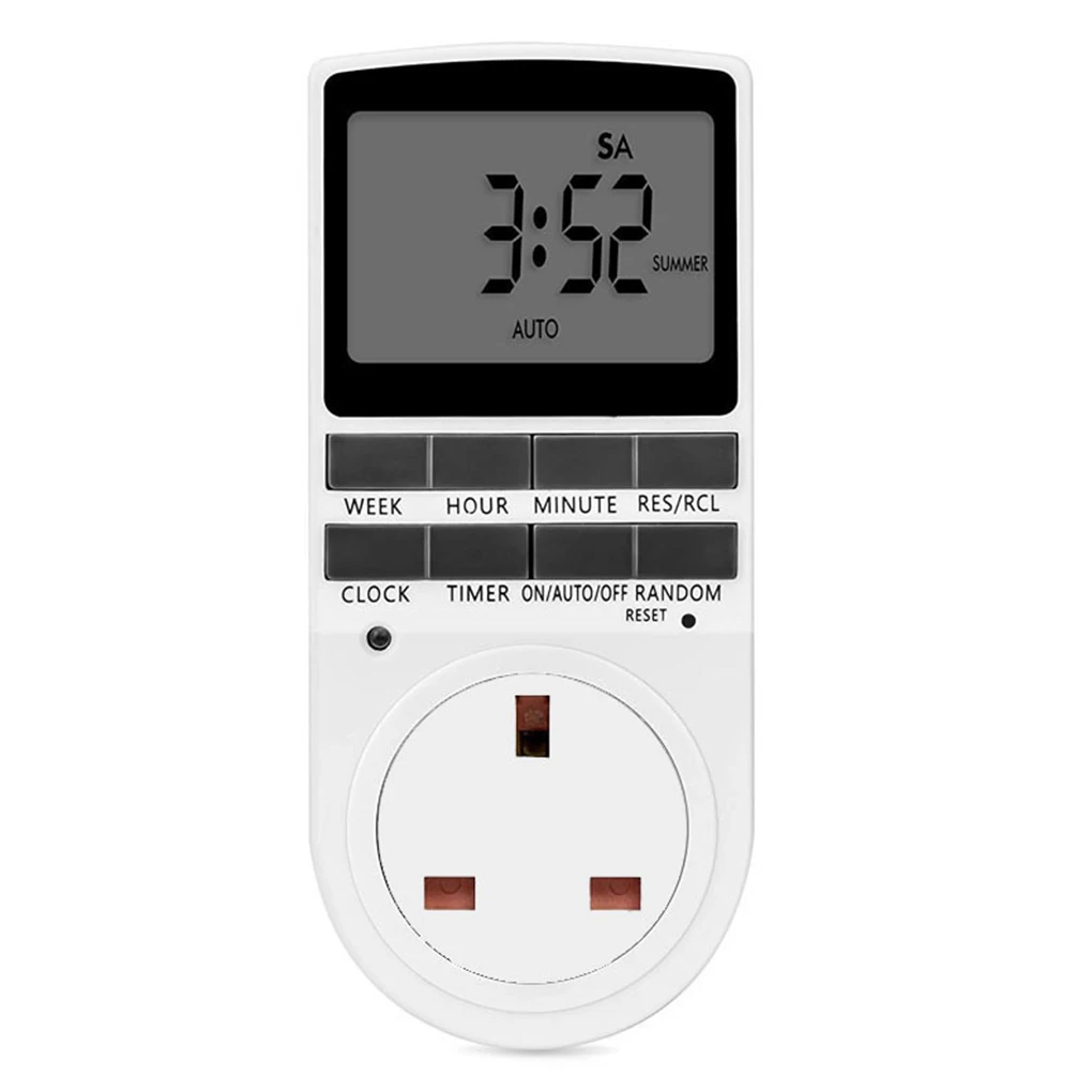 

12/24 Hours/7 Days Electronic Digital Timer Switch Home Kitchen Timer Outlet Programmable Timing Socket UK Plug