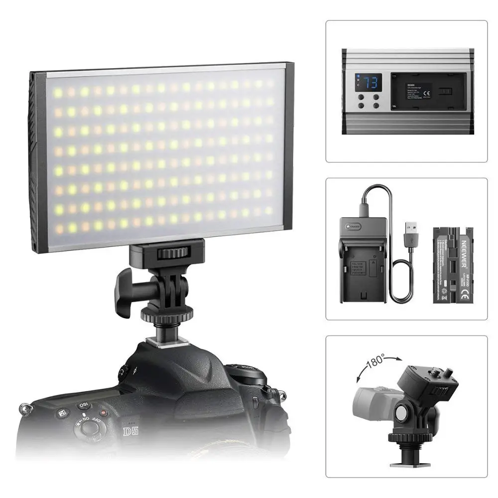 Neewer LED Video Light Panel Camera/Camcorder Fill Lighting 160 SMD LEDs Bi-color 3200K-5600K Ultra Thin Anodized Aluminum | Электроника