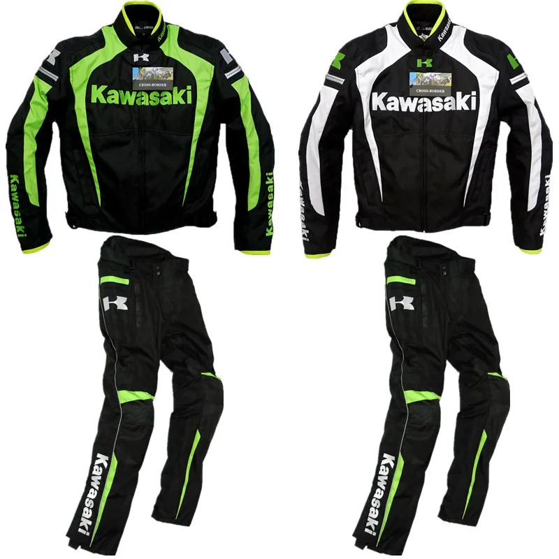 

Mens Team Motorcycle jacket for Kawasaki Racing riding pants Moto Motocross Windproof warm Off-Road rotective pants suit