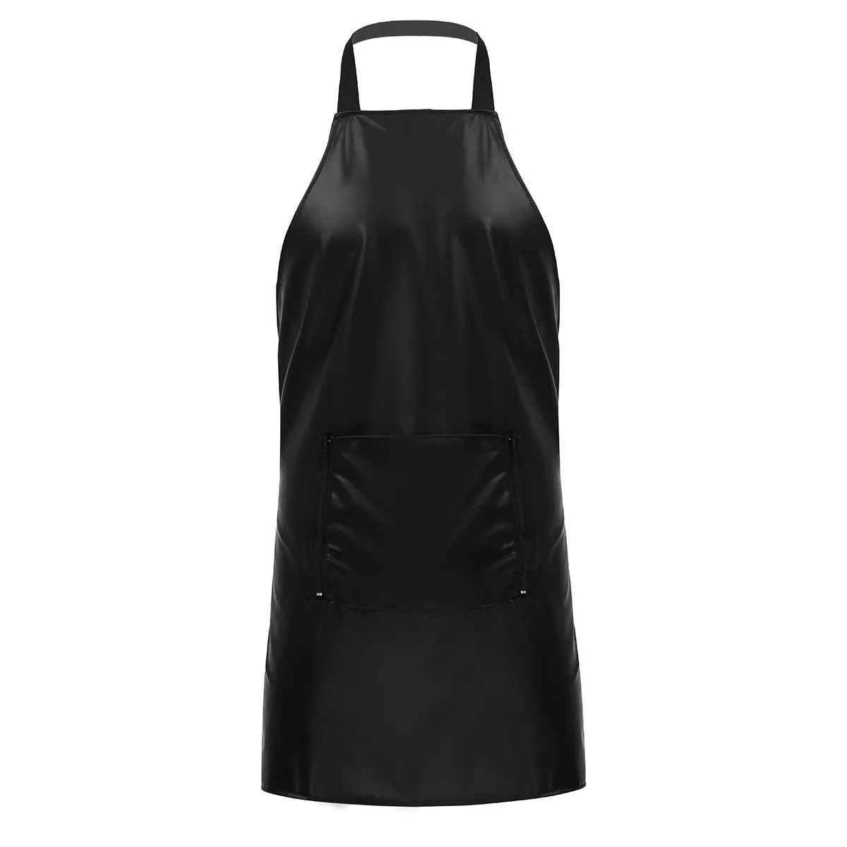 Black Пикантные Косплэй костюм для Для мужчин мужской латексные черного цвета с карманами на молнии, с открытой промежностью, фартук для мамы и дочки нарядное вечерние Наряжаться для ночного клуба обувь для танцев - Цвет: Black