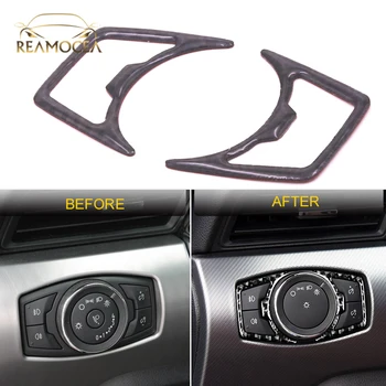 

Reamocea Black Carbon Fiber Headlight Switch Frame Button Cover Trim Sticker Styling Fit For Ford Mustang 2015 2016 2017 2018