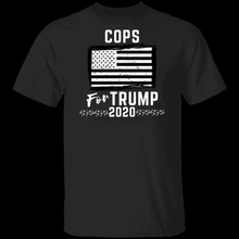 Cops For Trump 2020 Blue Line Supharajuku Streetwear Shirt Mens Vintage T Shirt Red Black For Men Women(China)