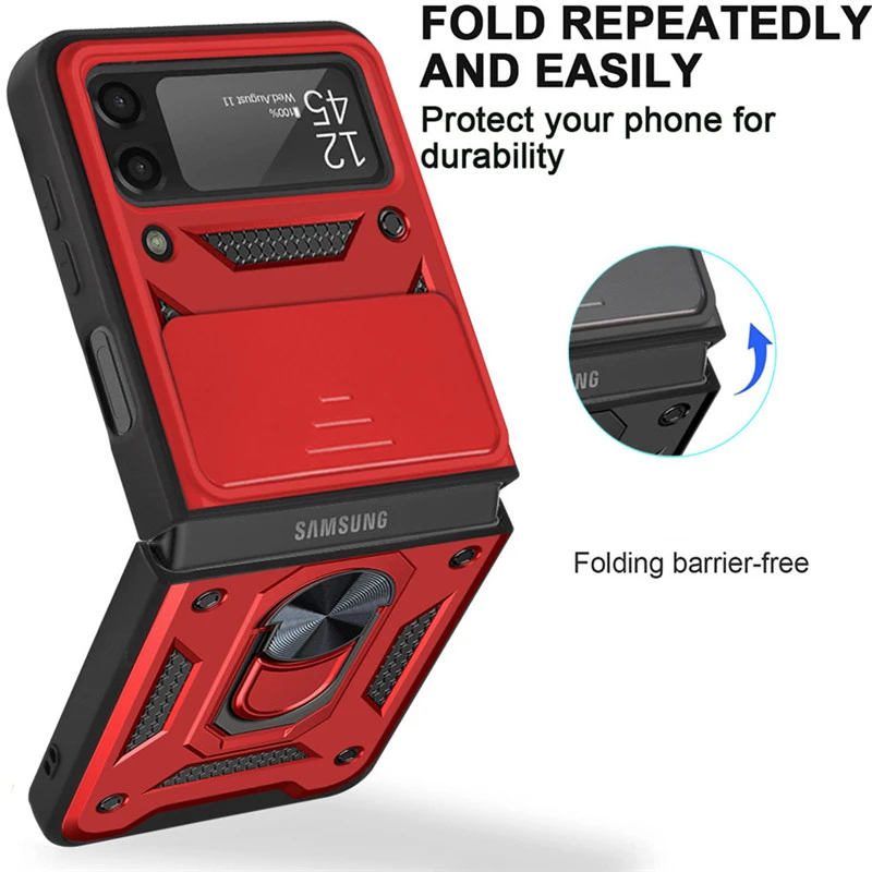 For Samsung Galaxy Z Flip 3 5g Case Z Flip3 Slide Camera Lens Military Grade Bumpers Armor Cover For Z Flip 3 Phone Case Covers Aliexpress