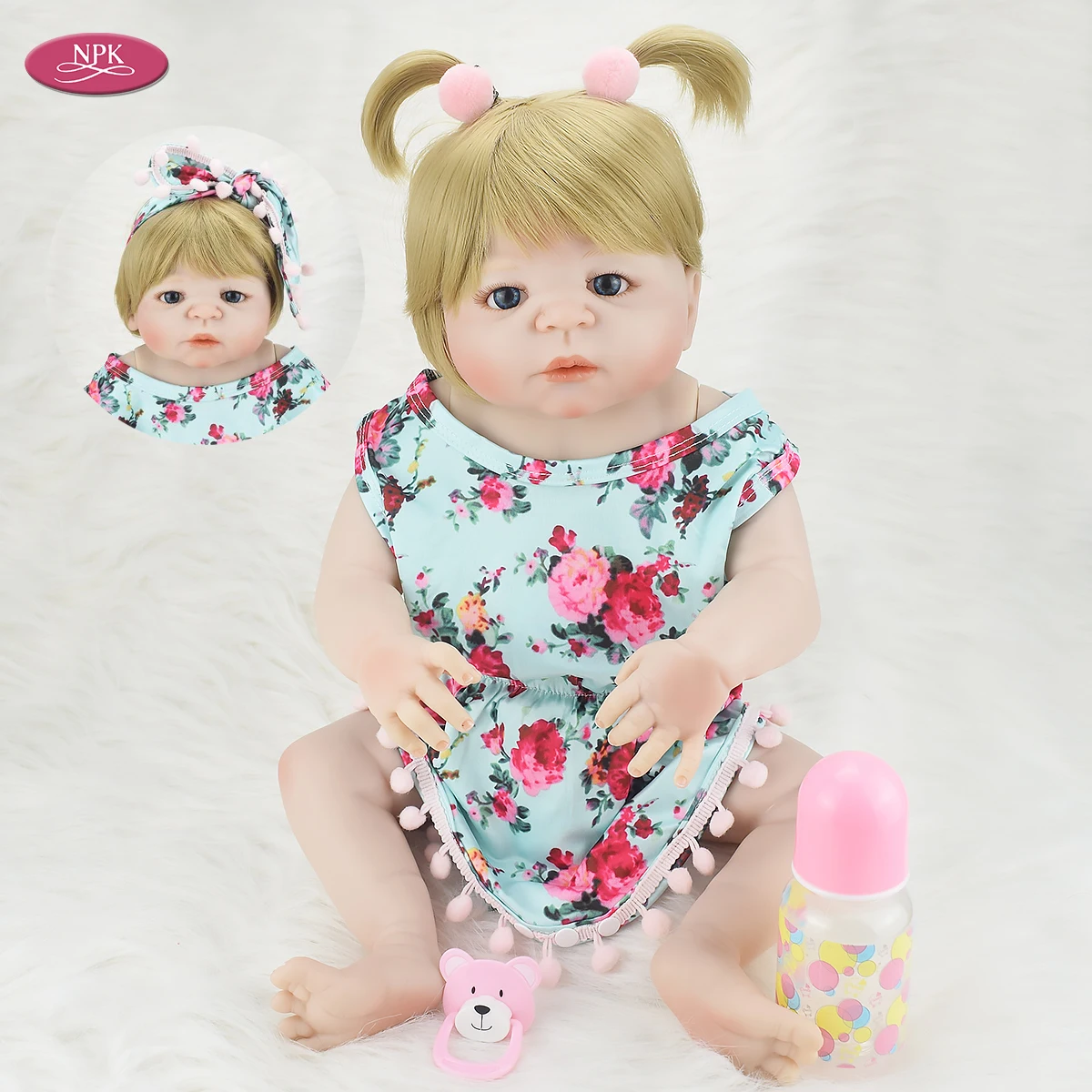 

Realistic Full Silicone Baby Reborn Dolls Bath Toys for Kids 55CM Lifelike Princess Girl Babies Doll Toddler Bebe Reborn Menina