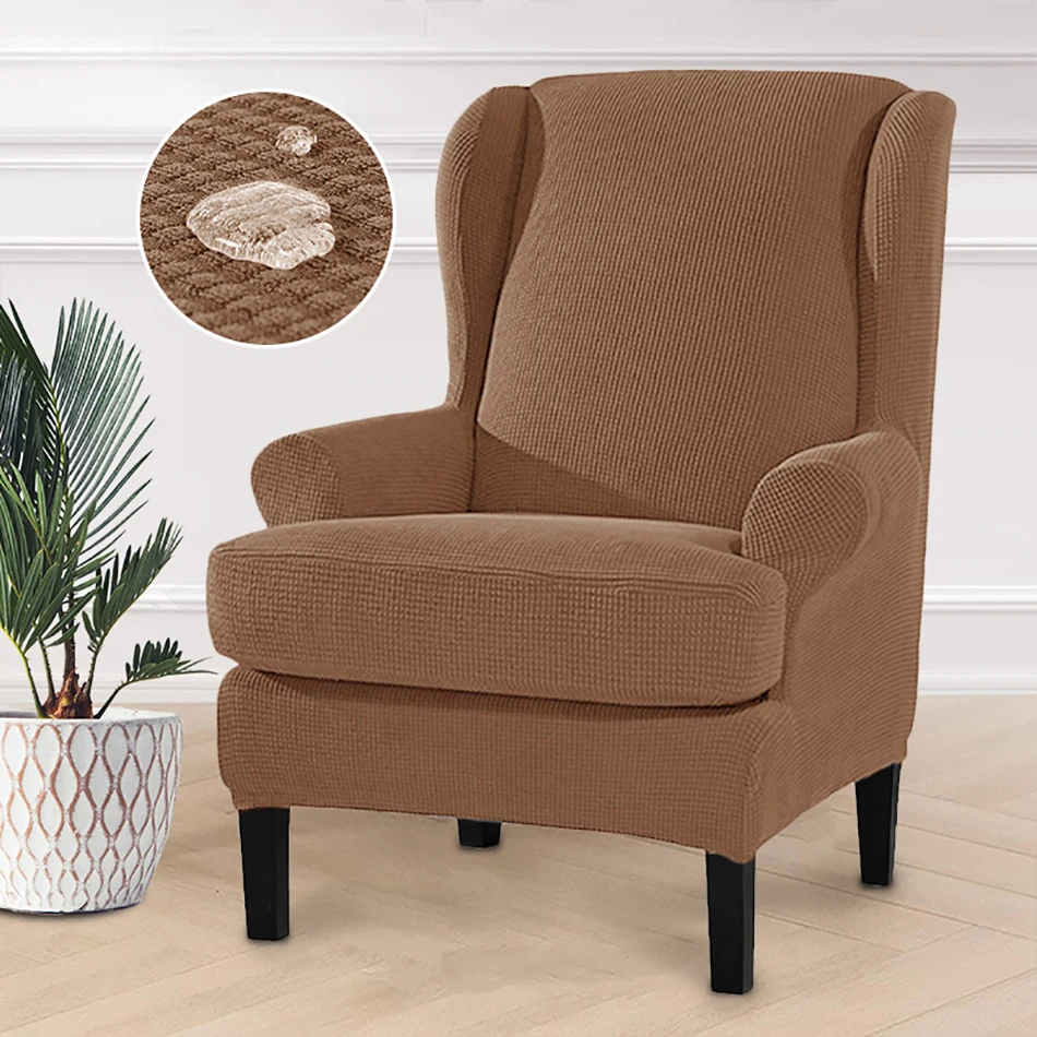 Sloping Arm Wing Back Jacquard Sofa Covers Chair Cover Elastic Armchair Wingback Chair Wing Back Stretch SlipCover Protector Sloping Arm Wing Back Jacquard Sofa Covers Chair Cover Elastic Armchair Wingback Chair Wing Back Stretch SlipCover Protector