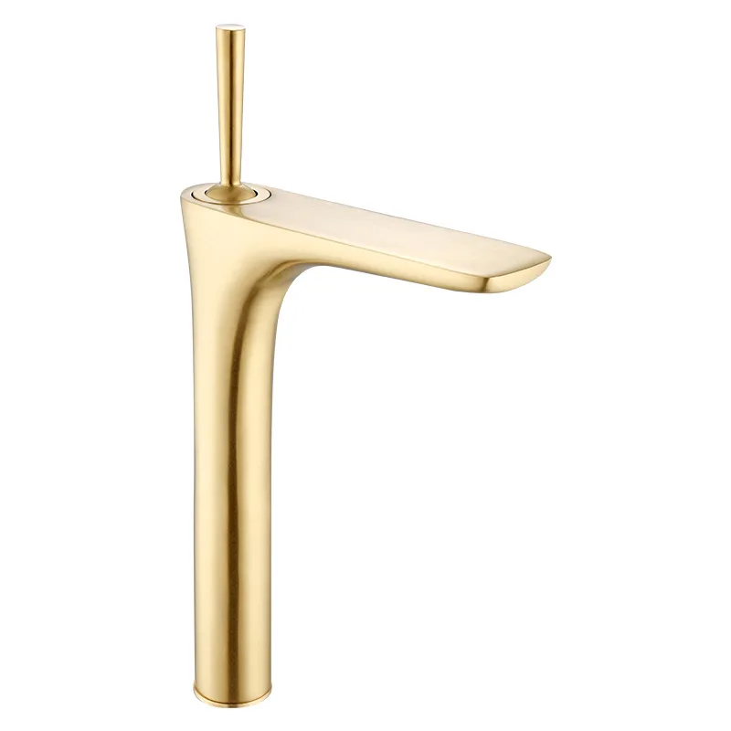 

Northern European-Style Modern Brushed Gold Copper Simple Light Luxury Cold Drop-in Sink Wash Basin Brass Thick Matte Tap