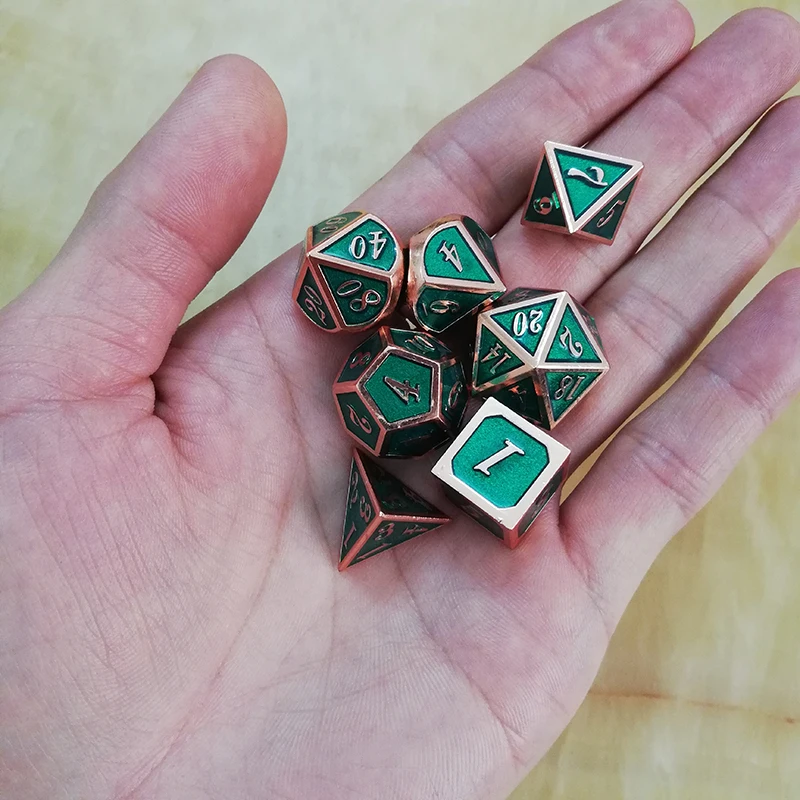 Металлические кубики D4 D6 D8 D10 D % D12 D20 с черным мягким шнурком для DnD ролевые игры