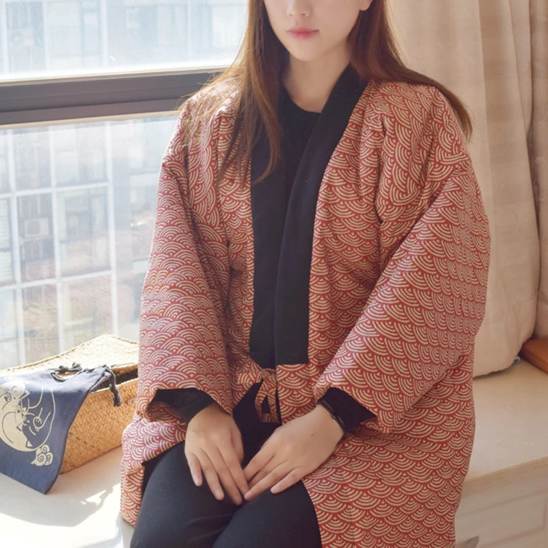 Winter Women Kimono Haori Cotton-Padded Jacket Autumn Casual Home Clothes Female Loose Overcoat
