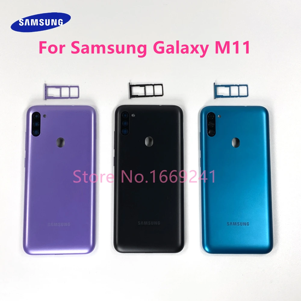 new phone frame For Samsung Galaxy M11 M115 M115F M115F/DS Back Cover Battery Door Housing Repair Parts Rear Case Plastic With SIM Card Tray mobile frame photo