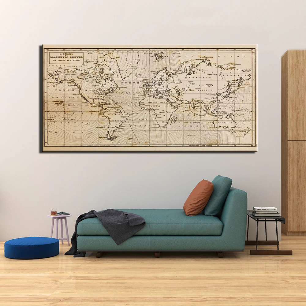 

Abstract Painting 1 Panel Wall Art Canvas HD Prints Modular Picture Vintage World Map Poster For Home Living Room Home Decor