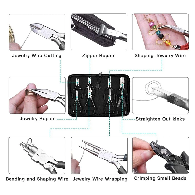 Jewelry Pliers, 8Pcs Jewelry Making Pliers Tools Mini Jewelry Pliers Set Jewelry Making Kit for Jewelry Making Supplies