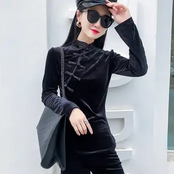 

Blouse 2020 Vintage Long Sleeve Women Blouses and Tops Stand Collar Solid Office Shirt Casual Tops Blusas Femmel