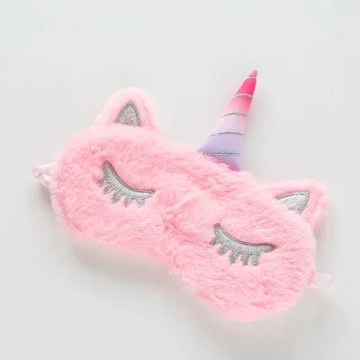 Paquete de 4 antifaz de unicornio para niñas, de felpa suave, con los ojos  vendados, lindo cuerno de unicornio, alpaca, gato, perezoso, máscara para