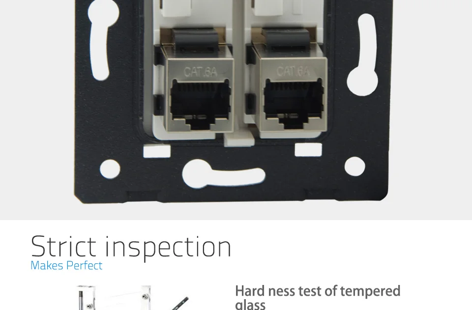 Стандарт ЕС двойной CAT6A RJ45 Женский и женский Стильная розетка настенная пластина