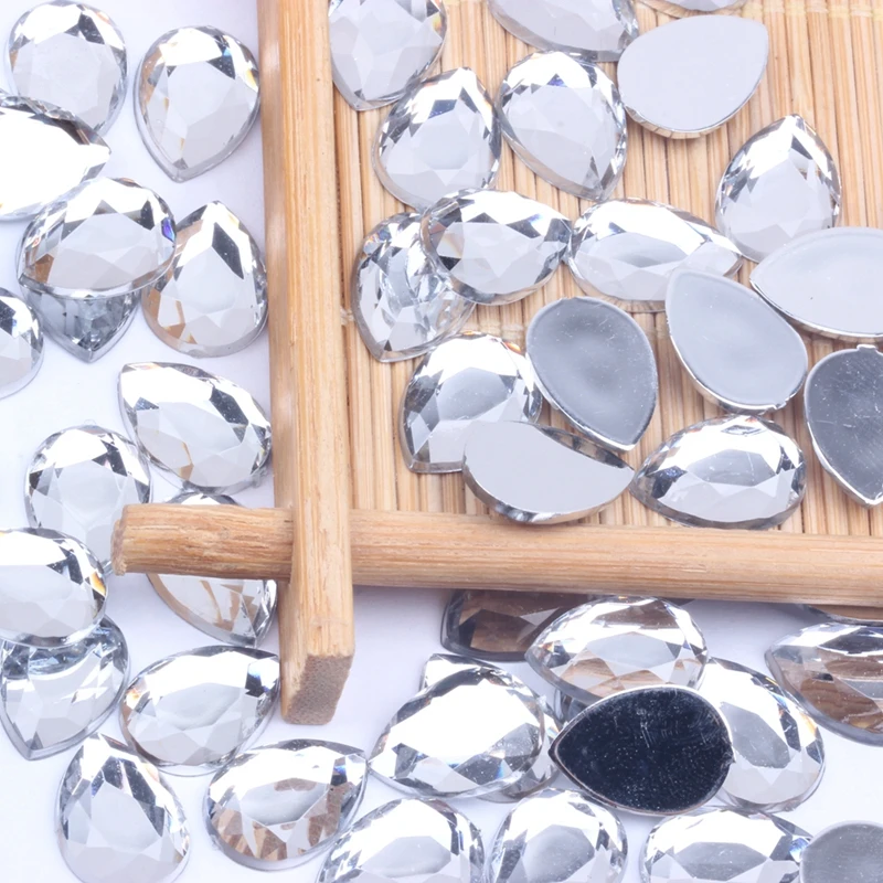 

13x18 мм 500 шт Плоские грани Акриловые стразы в форме слезы много цветов на выбор DIY украшения для ногтей клей на одежду ремесла