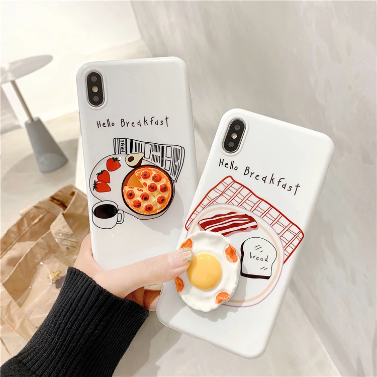 Мультяшный 3D чехол для телефона с изображением пиццы для iphone XR XS Max X 6 6S 7 8 Plus, мягкая задняя крышка IMD с цветочным рисунком