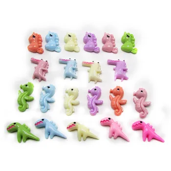 

50pcs Cartoon Animals Resin Unicorn Dinosaur Flat back Cabochon Scrapbooking Decorations Fit Hair Clips Embellishments Beads Diy