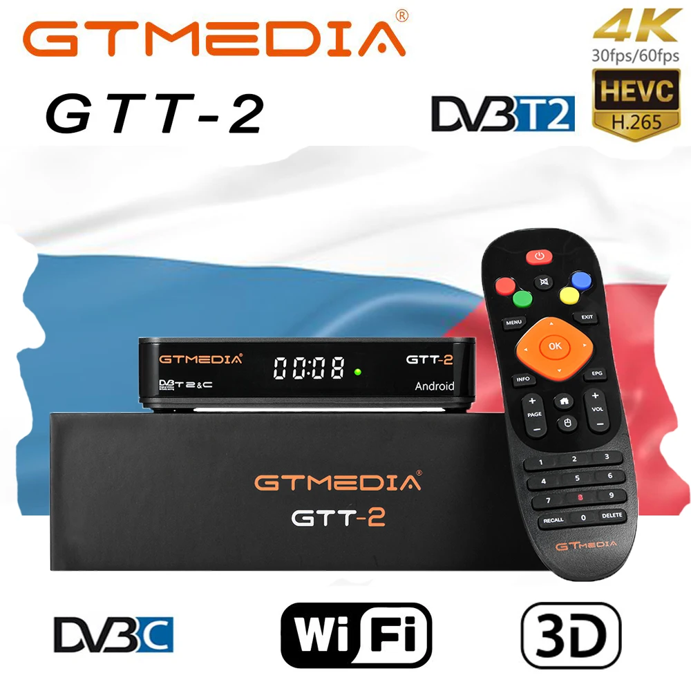 GTMEDIA GTT2 смарт приставка для ТВ DVB T2/Кабель с ПВХ изоляцией (J83.A/C)/ATSC C/ISDBT android 6 0 2GB 8GB 4K