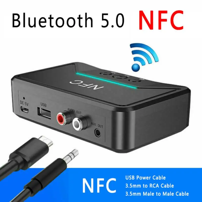 NFC 5 0 Bluetooth Ontvanger A2DP Aux 3 мм Rca разъем Usb умный Afspelen стерео аудио адаптер для
