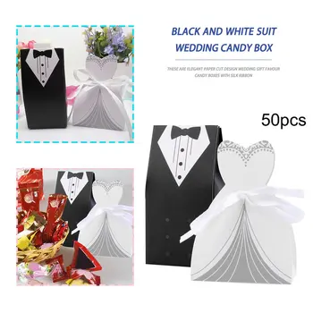 Bom 50pcs Wedding decoration bride groom candy gifts boxes paper for marriage Wedding birthday party