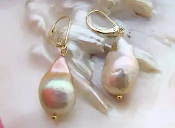 

20mm Pink Kehsi Pearl Earrings-GP Lever back