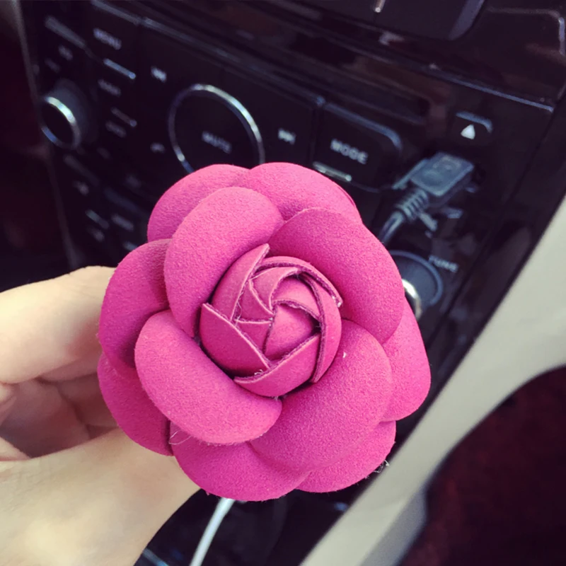 Автомобильный Стайлинг Camellia High Flower автомобильные аксессуары женский воздушный выход духи клип украшение приборной панели украшение интерьера - Название цвета: Rose Red