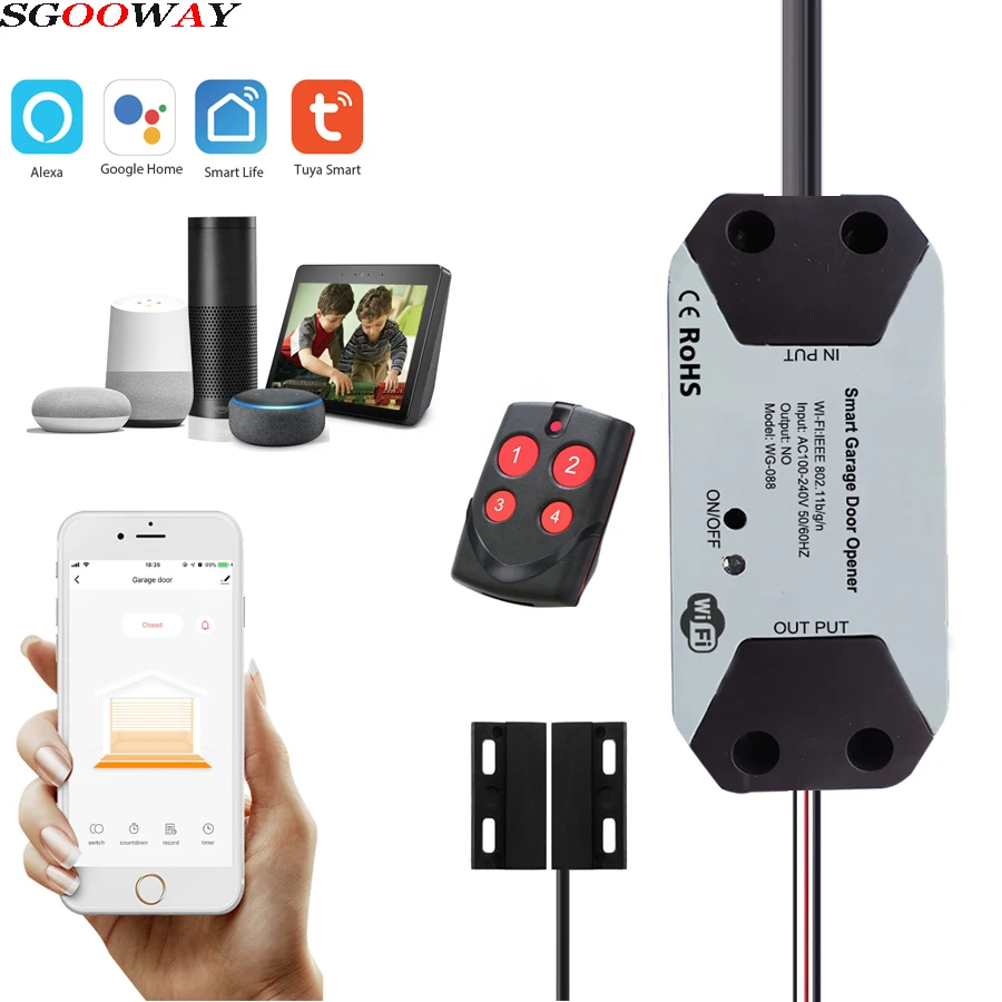 Контроллер для открывания Гаражных дверей Sgooway Wi Fi детекторы открывания/закрытия