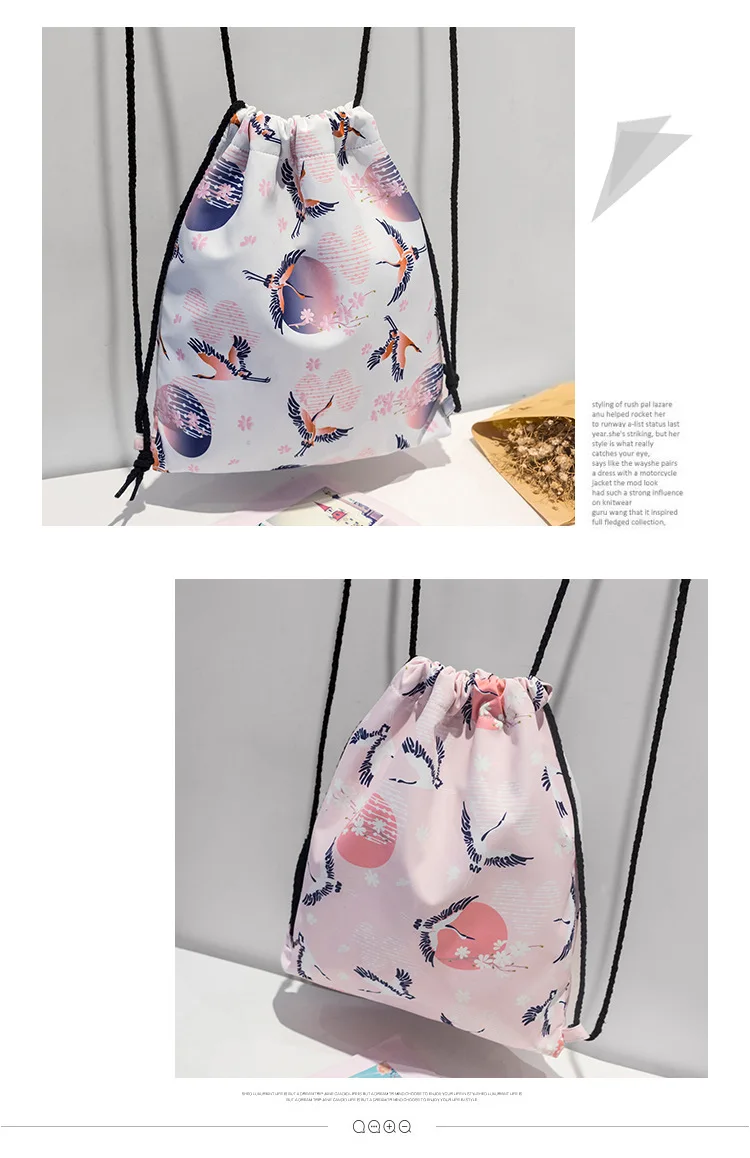 Drawstring Рюкзак водостойкий цифровая печать сумка-кисет Повседневное хипстер студентов легкая сумка для хранения