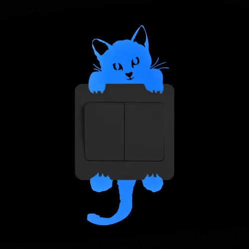 002 Cat Светильник-переключатель, светящаяся Наклейка на стену, мультяшная светится в темноте, наклейка для детской комнаты, украшение для дома, кошка, фея - Цвет: 002 Cat