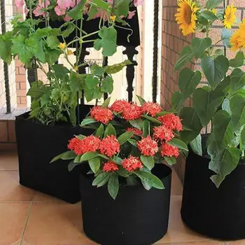 

5pcs Ventilated Reusable Home Garden 3 7 10 15 Gallon Yard Grow Bags Non Woven Raising Containers Flower Pot With Handles