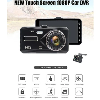 

4inch Touch Drive Recorder Driving Recorder Dashcam Full Hd 1920x1080 Front And Rear Dual-Recording Video Recorder Dash Cam
