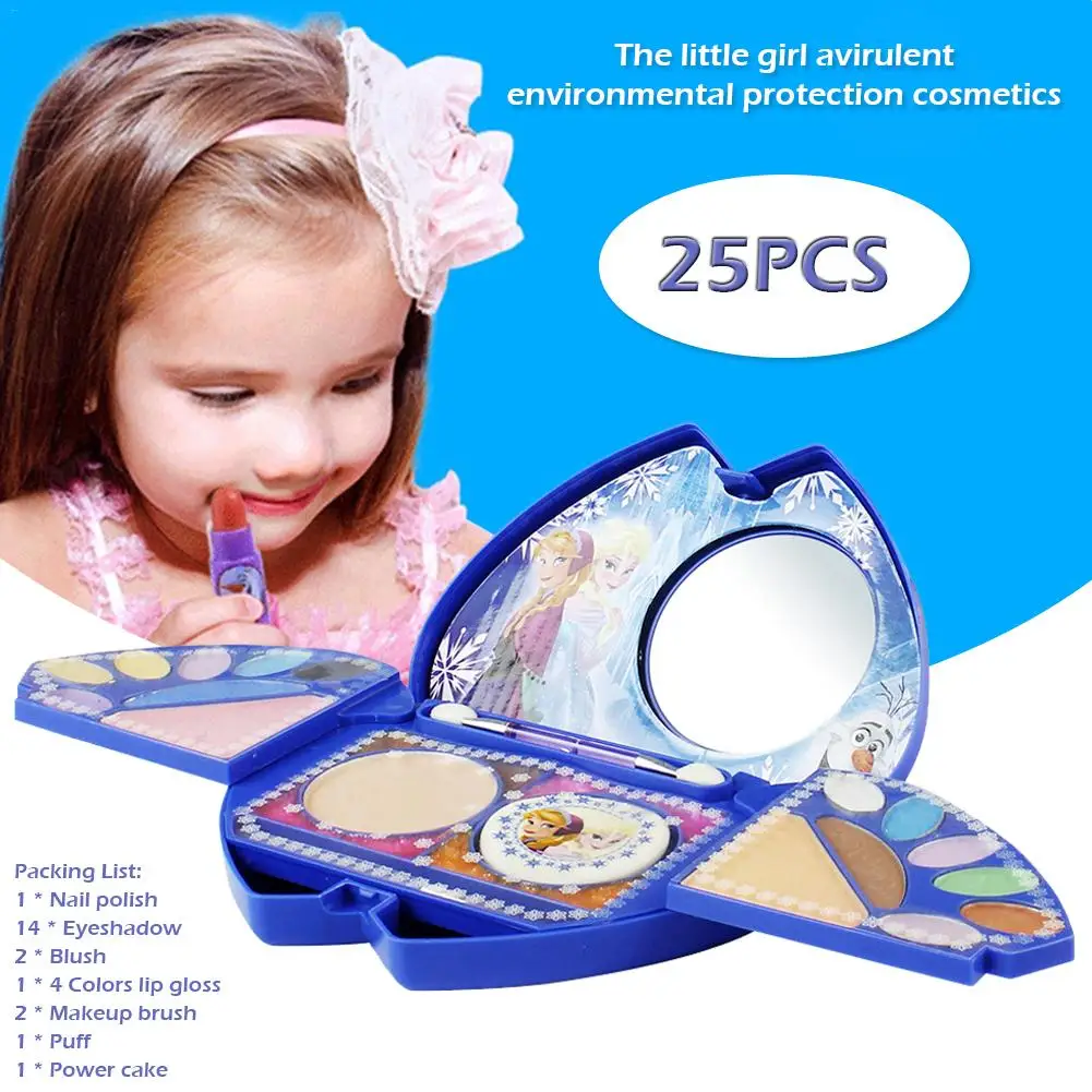 Дисней Принцесса косметический набор для девочек Игрушки для отработки нанесения макияжа нетоксичный лак для ногтей тени для век Макияж Кисти Зеркало детские игрушки Парикмахерская