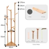 Bamboo Coat Rack Tree Cloth Hanger 9 Hooks 3-Layer Shelf Stand Hallway Living Room for Hat,Clothes,Scarves,Handbags,Umbrella 4