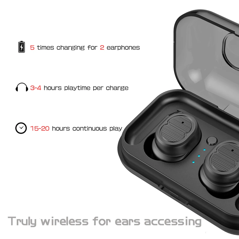 Wireless Headphone Bluetooth 5.0 Earbuds Touch Control True Earphone Mini Waterproof Earphones with Charging Box for Smart Phone