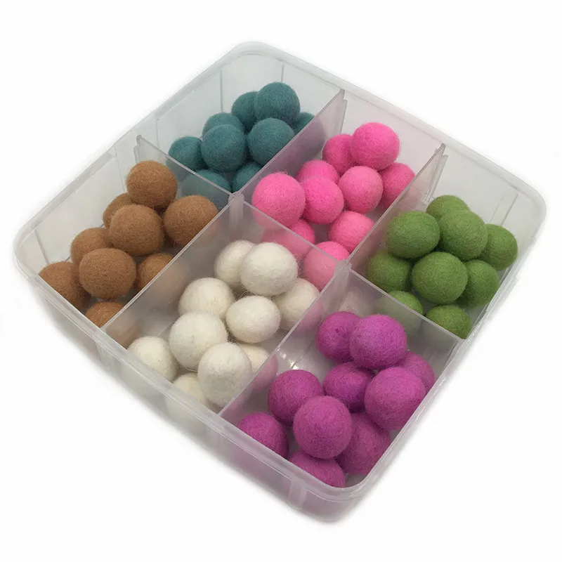 

60pcs Handmade 20mm Bead Colorful Wool Ball Baby Teether Beads Set DIY Baby Care Necklace Bracelet Accessories Teething Toy Gift