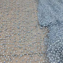 Светильник из голубого свадебного платья высшего качества, вышитый французский сетчатый Тюль с бисером, JRB-11908, африканская нигерийская кружевная ткань