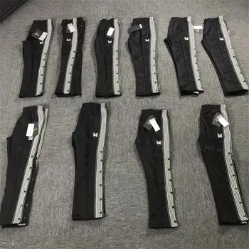 

Needles Pants Green/White Stripes Needles Sweatpants 2019 Men Women Butterfly Embroidery Trousers AWGE