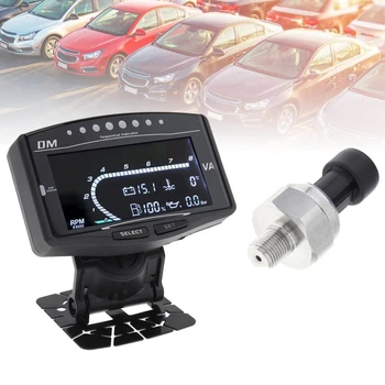 

6 in 1 Universal Car Digital LCD Gauge Oil Pressure Gauge Voltmeter Water Temperature Gauge Fuel Gauge Tachometer Turbo Boost