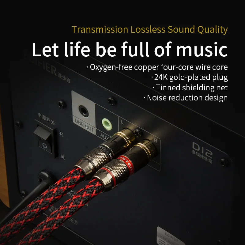 canare 1 pair RCA audio cable 2 RCA to 2 RCA Interconnect Cable HIFI Stereo 4N OFC  Male to Male For Amplifier DAC TV