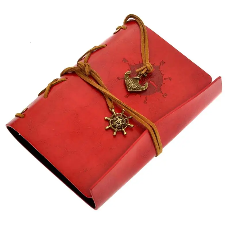 Retro Vintage Pirate Anchor PU Cover Loose-leaf String Bound Blank Notebook Notepad Travel Journal Diary Jotter