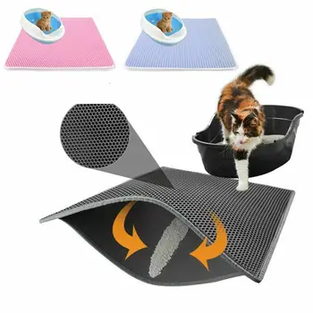 

Cat Pet Litter Tray Box Mat Pads Double Layer Pad Pet Cat Litter Mat Waterproof Leakage Food Trapping Supplies