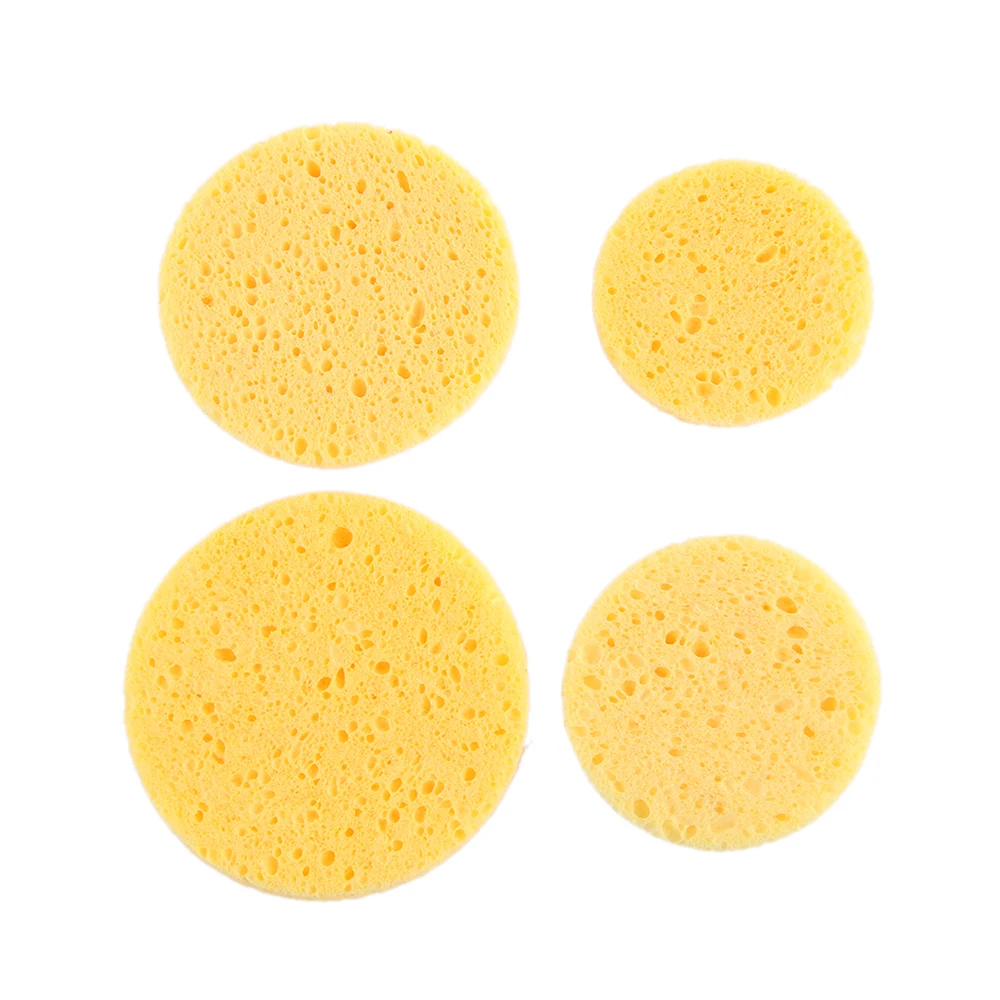 10Pcs 6/7/8/9cm Face Round Makeup Remover Puff Natural Wood Pulp Sponge Cellulose Compress Puff Facial Washing Sponge