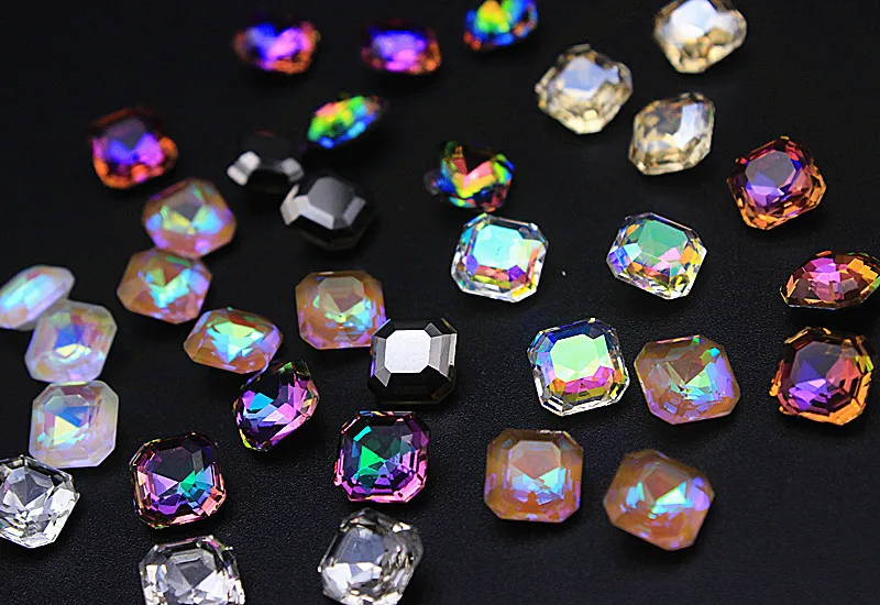 Маникюрные украшения стиль Swarovski алмаз квадратный восьмиугольный 8,0 мм гвоздь нижний кончик в форме бриллианта AB симфония кристалл