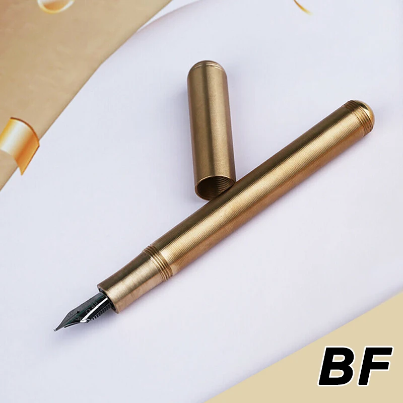

Metal Brass Fountain Pen Bent Nib Fine Nib Threaded Surface with Pen Box GV99